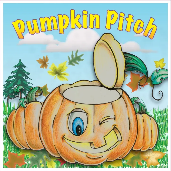 Pumpkin Pitch 7x7 frame game with koosh Jack-O-Lantern balls for Chicago fall festivals and Halloween parties