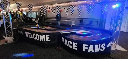 Professional 5-lane slot car racing system rental with computerized tracking for Chicago events