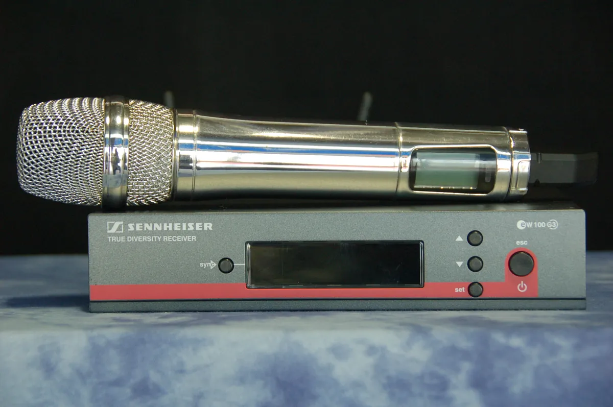 Wireless handheld microphone available for event rental from AMJ Spectacular Events in Chicago