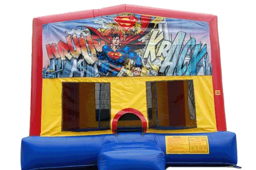 Superman superhero-themed bounce house rental from AMJ Spectacular Events in Chicago