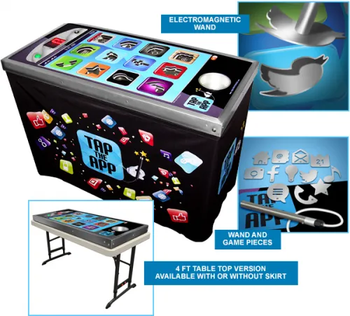 Tap The App electronic tabletop game with electromagnet wand and LED scoring display for event rental