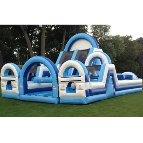 Massive Turbo 60' double lane inflatable obstacle course rental with walls and obstacles for races
