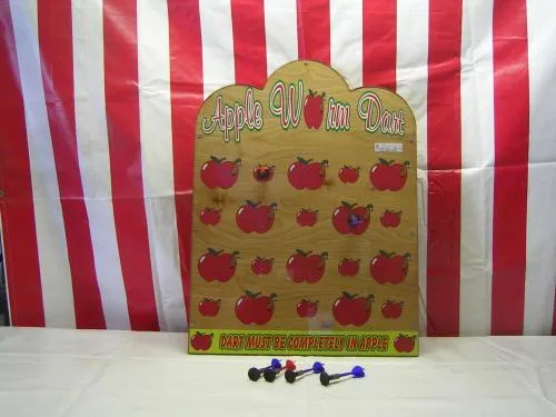 Apple Worm Dart Toss carnival game with suction-cup darts for kids, available for rent in Chicago