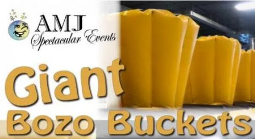 Giant Inflatable Bozo Buckets ball-toss carnival game rental from AMJ Spectacular Events in Chicago