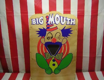 Big Mouth clown bean bag toss carnival game rental for Chicago events by AMJ Spectacular Events