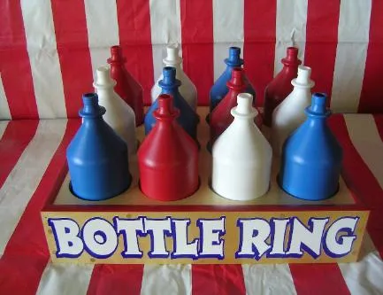 Bottle Rings ring toss carnival game rental with colored bottles from AMJ Spectacular Events in Chicago