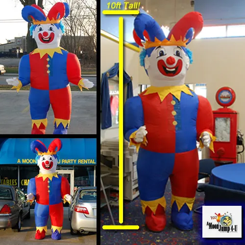 Bubba The Clown 10' tall inflatable suit entertainer for hire at Chicago parties and trade shows