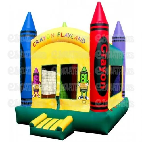 Colorful Crayola Castle bounce house rental with bright crayon-themed design from AMJ Spectacular Events