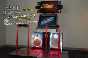 In The Groove 2 LED dance arcade game rental with glowing lights for indoor Chicago events
