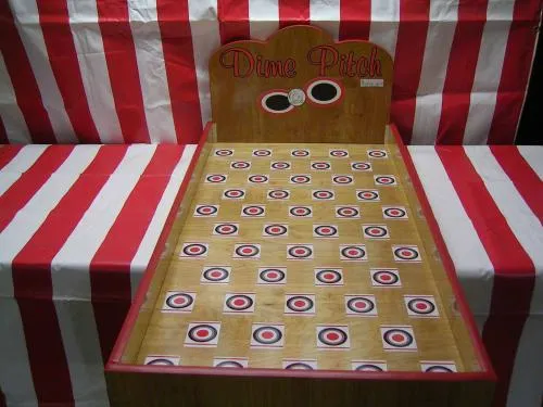 Dime Pitch classic carnival toss game rental with bullseye target for Chicago school and fair events