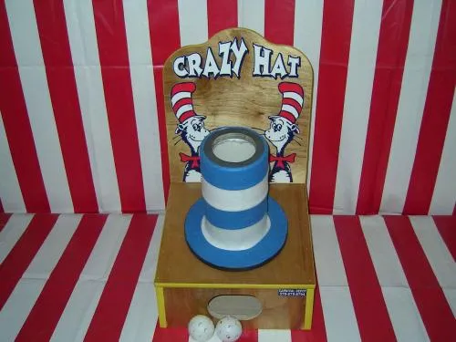 Dr. Seuss Cat in the Hat Crazy Hat ball toss carnival game rental from AMJ Spectacular Events