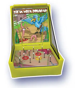 Earth Worm Round-up ring toss carnival game rental with spring worms and plastic rings