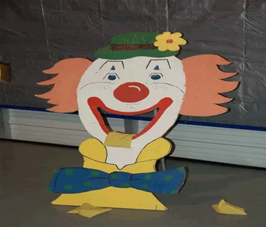 Clown Toss carnival game with a colorful clown target for bean bag tossing, available for rent in Chicago