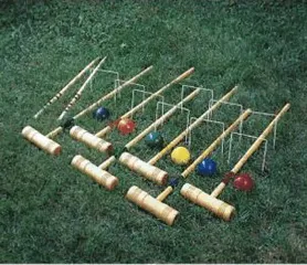 Croquet game set rental with mallets, balls, and wickets for backyard parties and picnics in Chicago