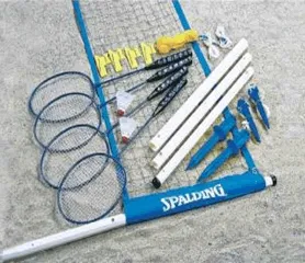 Badminton net and racquets rental set up for a picnic or backyard party in Chicago
