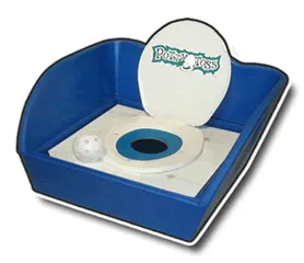 Potty Toss carnival bean bag toss game rental with toilet-themed target from AMJ Spectacular Events