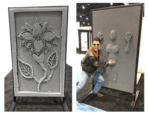 Giant Pin Screen Wall rental, a life-size pin art board for creating 3D impressions and photos at Chicago events