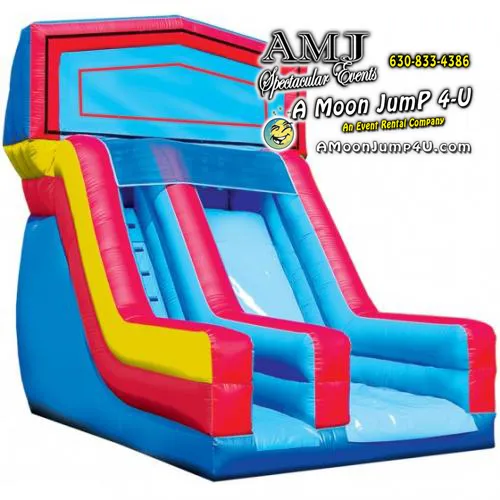 Modular 18-foot single lane large dry slide inflatable available for rental in Chicago from AMJ Spectacular Events