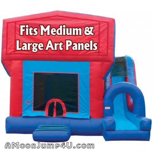 Jump & Splash Combo (M) inflatable with bounce area, climbing wall, 12' slide, and basketball hoop