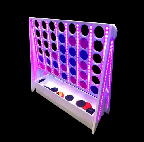 LED Acrylic Connect Four Game glowing 4'x4' giant version for Chicago events and glow parties