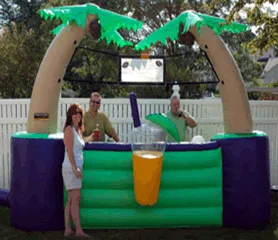 Inflatable Beach Party Bar rental with tropical theme for luaus and backyard parties in Chicago