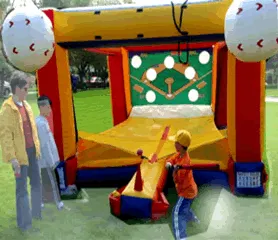 Inflatable Tee Ball Game rental with batting station and target backdrop for Chicago events