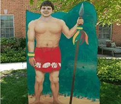 Tropical Spear of Man themed photo stand rental for Chicago events by AMJ Spectacular Events