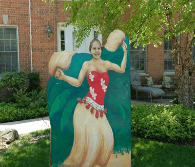 Tropical Aloha! themed photo stand rental for capturing fun event keepsake photos in Chicago