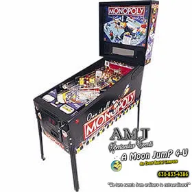 Monopoly pinball machine arcade game rental available from AMJ Spectacular Events in Chicago