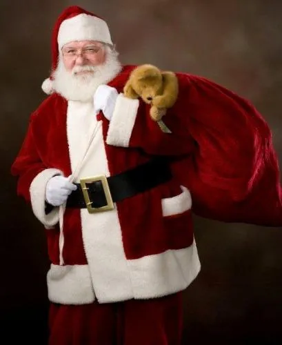 Authentic red and white Santa Claus costume rental for Chicago holiday parties and events