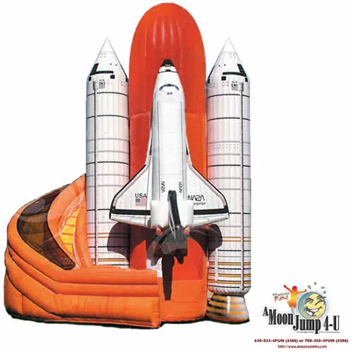 36' Space Shuttle themed inflatable turbo slide rental with realistic digital print from AMJ in Chicago