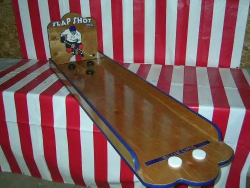 Slap Shot hockey skill carnival game rental from AMJ Spectacular Events in Chicago