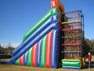 Spider Climb rental, a six-level mesh climbing structure with a 40-foot inflatable slide for Chicago events