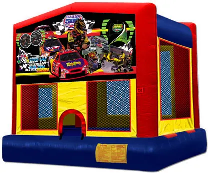 Stock Car Racing themed bounce house rental from AMJ Spectacular Events in Chicago