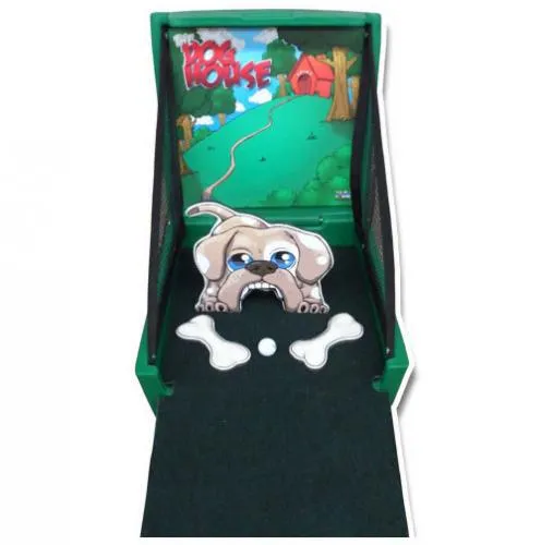 Dog House Golf Putt Putt carnival game rental where players putt balls into a dog's mouth