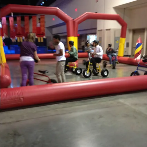 Giant adult trike rental for a wacky tricycle race at a Chicago corporate event