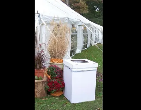 Disposable cardboard trash cans with liners and multi-function recycling lids for events