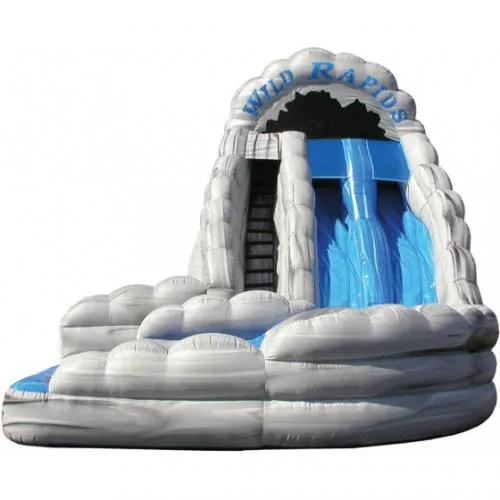 Wild Rapids 18' double lane inflatable water slide with splash pool rental from AMJ in Chicago