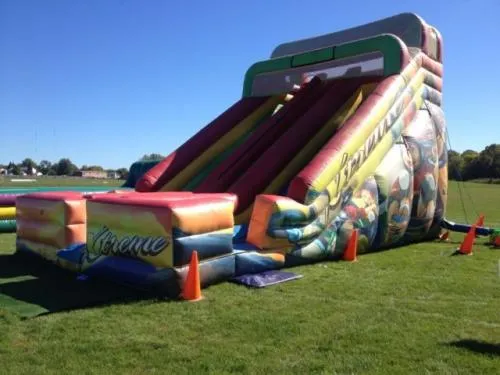 Xtreme Double Lane inflatable slide rental with two colorful racing lanes for Chicago events