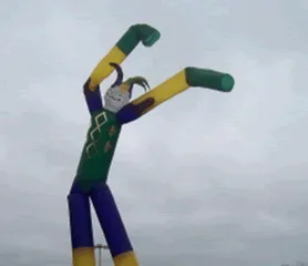 26-foot Jester wind sock rental with waving hands, an eye-catching attention-getter for Chicago events